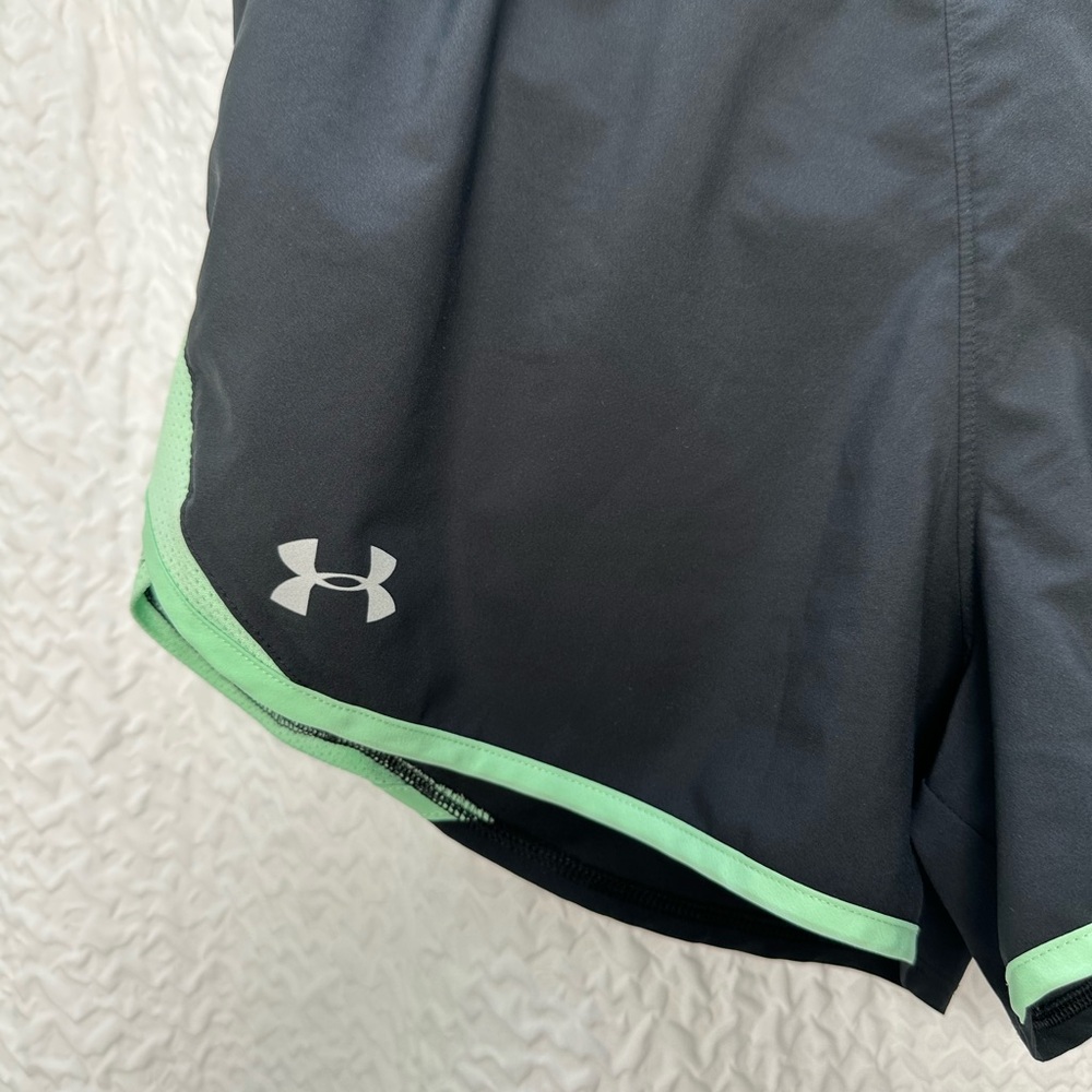 Under Armour Women's Fly By 2.0 Black and Mint Green Shorts Size L - Picture 5 of 7